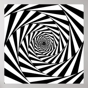 Abstrakt svart & vit virvel spiral trappa konst poster