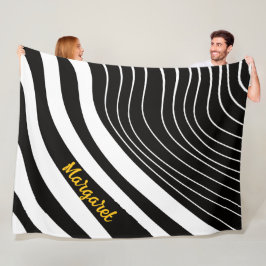 Abstrakt svart &vitt monogramnamn fleecefilt