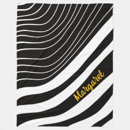 Abstrakt svart &vitt monogramnamn fleecefilt