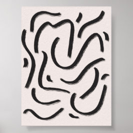 Abstrakt, svarta penseldrag poster