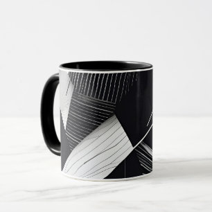 Abstrakt Svartvit Mörk Geometric Mönster Mugg