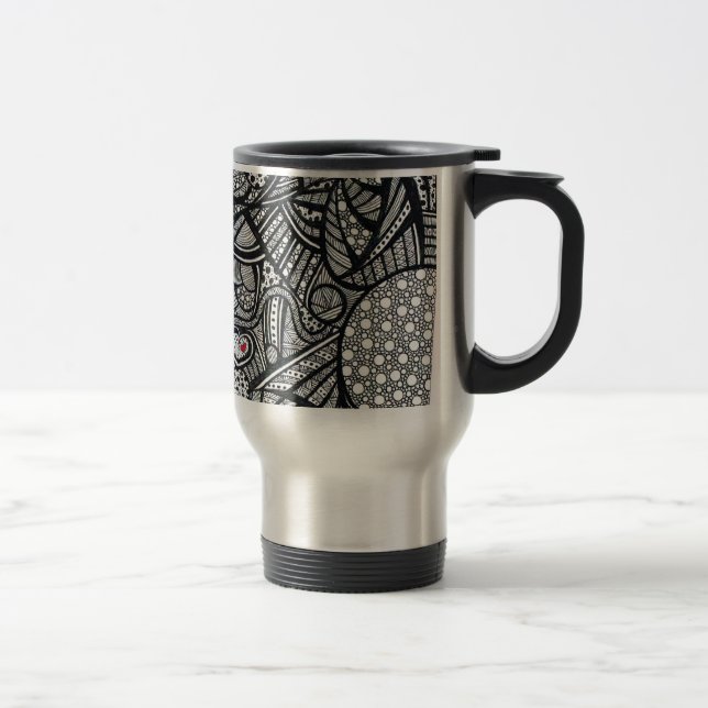 Abstrakt svartvit travel mug resemugg (Höger)