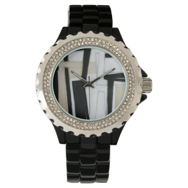 Abstrakt Svartvitt Armbandsur (Framsida)