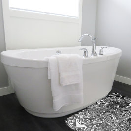 Abstrakt Svartvitt flytande marmor Badrumsmatta