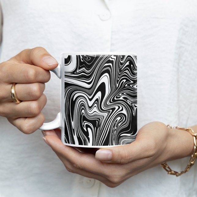 Abstrakt Svartvitt flytande marmor Kaffemugg (Skapare uppladdad)