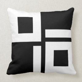 Abstrakt Svartvitt fyrkant & Rand Kudde