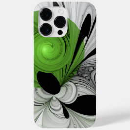 Abstrakt Svartvitt med Grönt Fractal Art