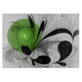 Abstrakt Svartvitt med Grönt Fractal Art