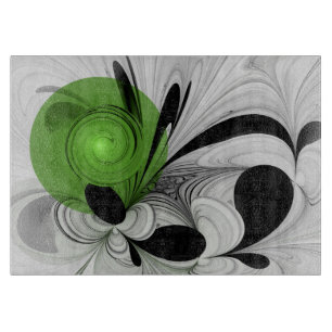 Abstrakt Svartvitt med Grönt Fractal Art