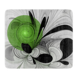 Abstrakt Svartvitt med Grönt Fractal Art