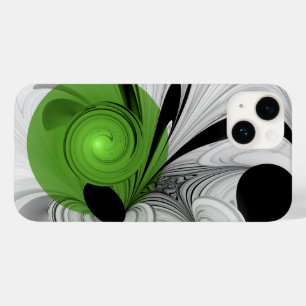 Abstrakt Svartvitt med Grönt Fractal Art
