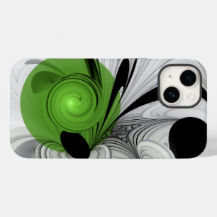 Abstrakt Svartvitt med Grönt Fractal Art