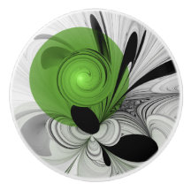Abstrakt Svartvitt med Grönt Fractal Art