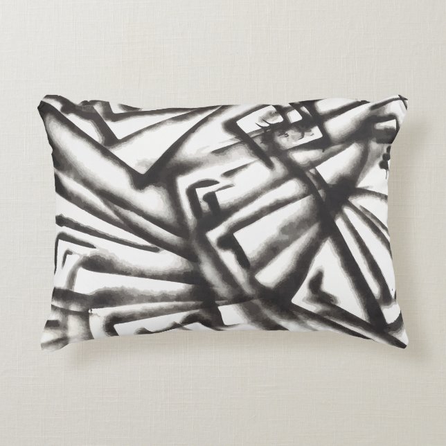 Abstrakt Svartvitt Prydnadskudde (Framsidan)