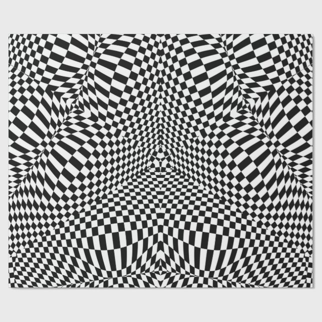 Abstrakt svartvitt rutigt mönster presentpapper (Platt)