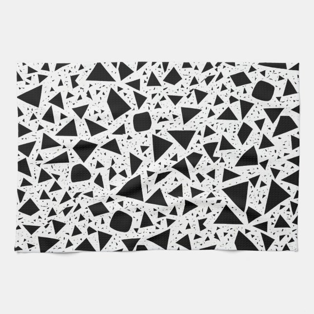 Abstrakt Svartvitt Shapes Mönster Kökshandduk (Horisontell)