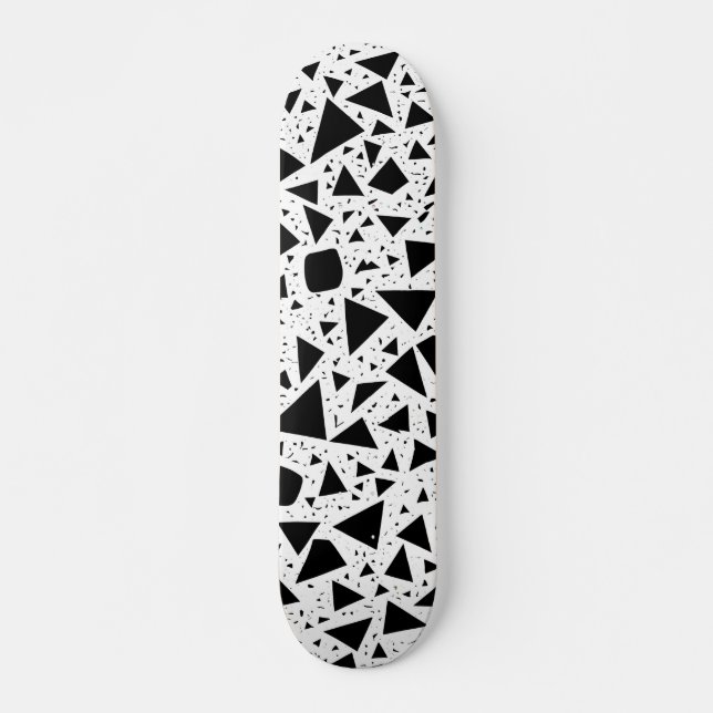 Abstrakt Svartvitt Shapes Mönster Mini Skateboard Bräda 18,5 Cm (Framsida)