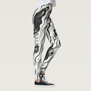 Abstrakt Swirl Art Flowing Liquid Clouds Leggings