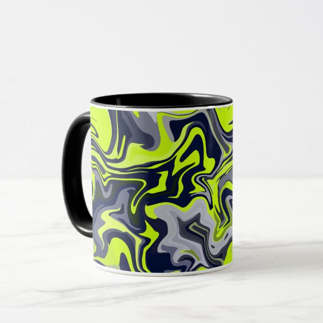 Abstrakt Swirl av Grönt, Grått och svart Mugg (Framsida vänster)