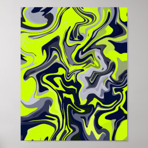 Abstrakt Swirl av Grönt, Grått och svart Poster