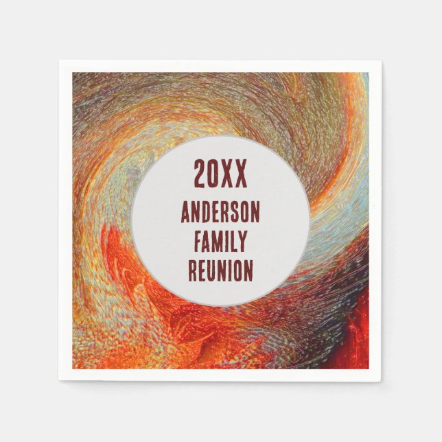 Abstrakt Swirl Groovy Årlig familjeåterförening Pappersservett (Framsidan)