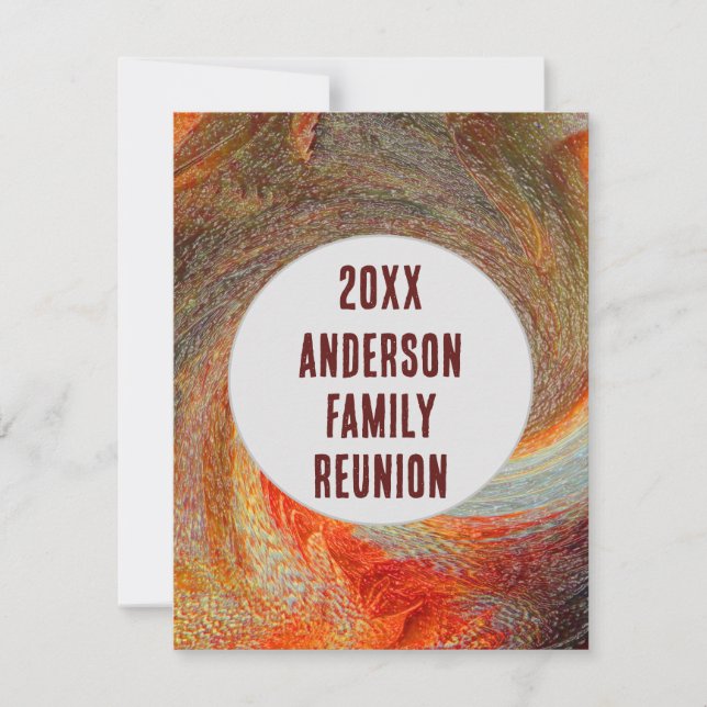 Abstrakt Swirl Groovy Family Reunion - inbjudan (Framsida)