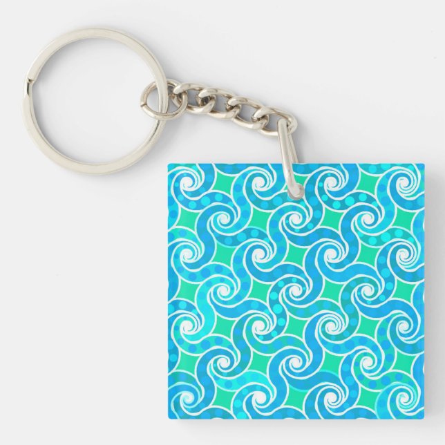 Abstrakt Swirl mönster - Blue, Jade grönt & White (Framsidan)