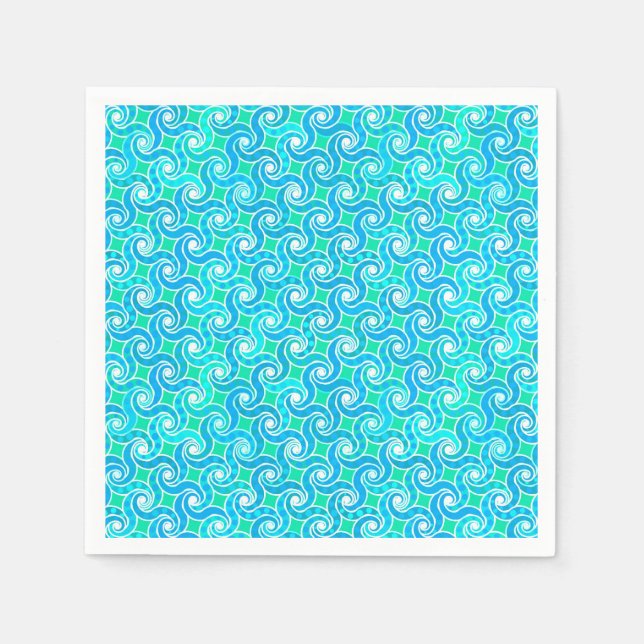 Abstrakt Swirl mönster - Blue, Jade grönt & White Pappersservett (Framsidan)