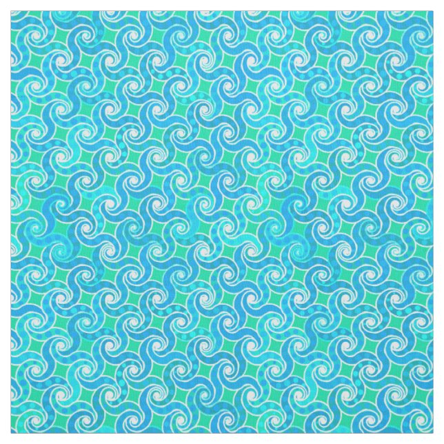 Abstrakt Swirl mönster - Blue, Jade grönt & White Tyg (Provkarta)