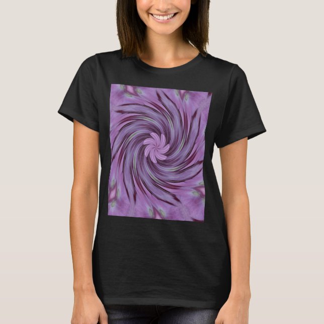 Abstrakt Swirl Rosa Hydrangea Blommönster T Shirt (Framsida)