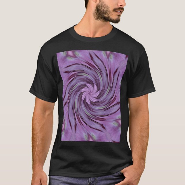 Abstrakt Swirl Rosa Hydrangea Blommönster T Shirt (Framsida)