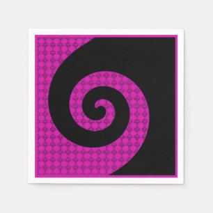 Abstrakt Swirl Rosa och svart Papper Napkins Pappersservett