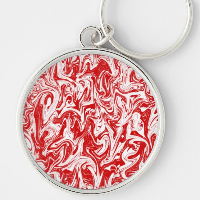 Abstrakt Swirl Rund Silverfärgad Nyckelring (Framsidan)