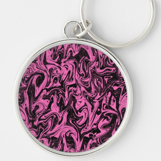 Abstrakt Swirl Rund Silverfärgad Nyckelring (Framsidan)