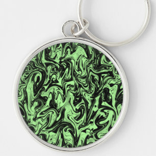 Abstrakt Swirl Rund Silverfärgad Nyckelring