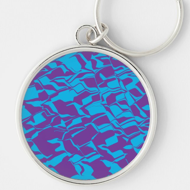 Abstrakt Swirl Rund Silverfärgad Nyckelring (Framsidan)
