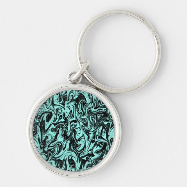 Abstrakt Swirl Rund Silverfärgad Nyckelring (Framsidan)