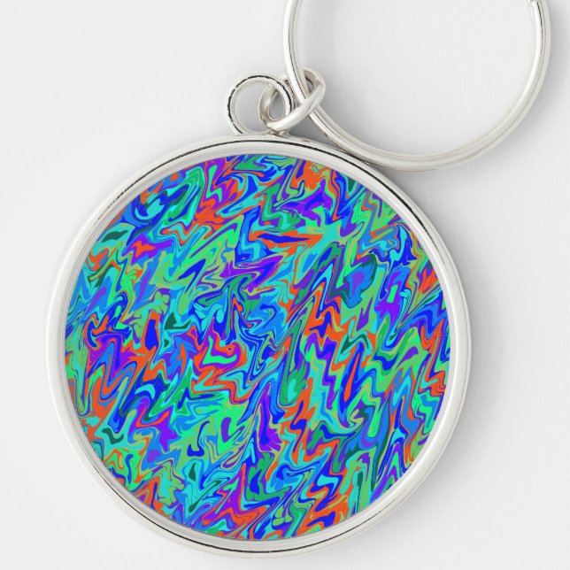 Abstrakt Swirl Rund Silverfärgad Nyckelring (Framsidan)