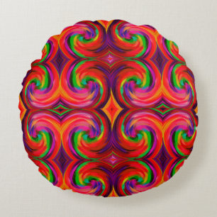 Abstrakt Swirl Spiral Mönster #19 Rund Kudde