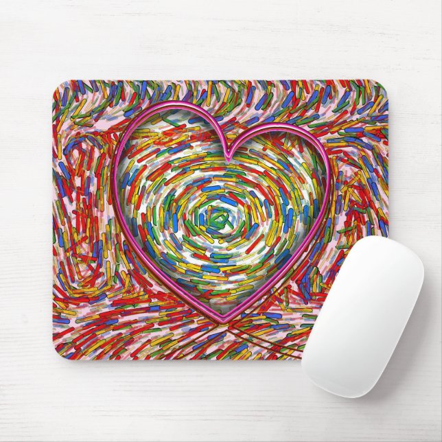 Abstrakt Swirl Sprinkles Heart Musmatta (Med mus)