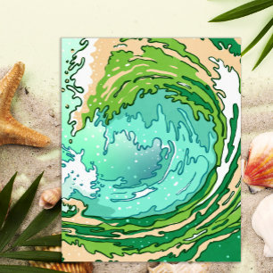 Abstrakt Swirl Turcos Grönt Ocean Wave Art Poster