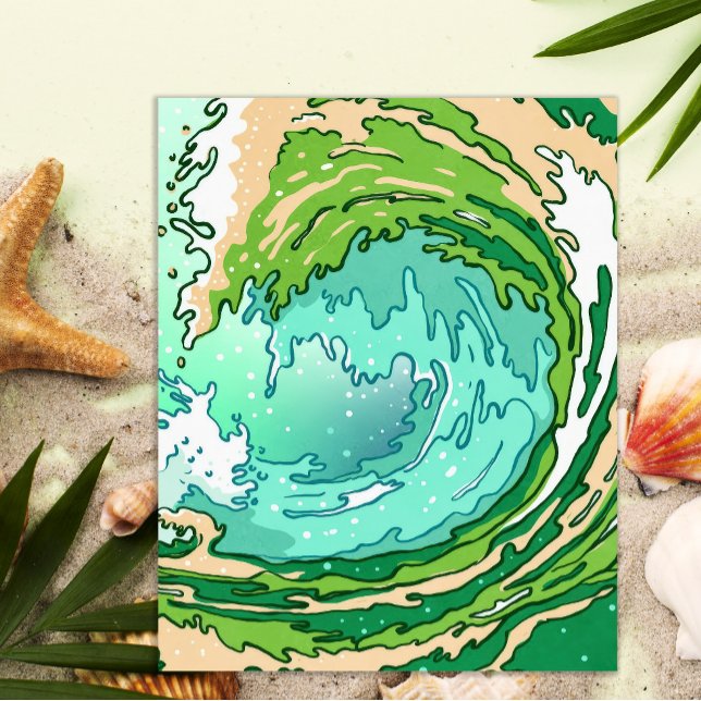 Abstrakt Swirl Turcos Grönt Ocean Wave Art Poster (Skapare uppladdad)