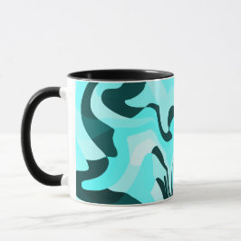 Abstrakt Swirling Aqua and Teal Design Mugg