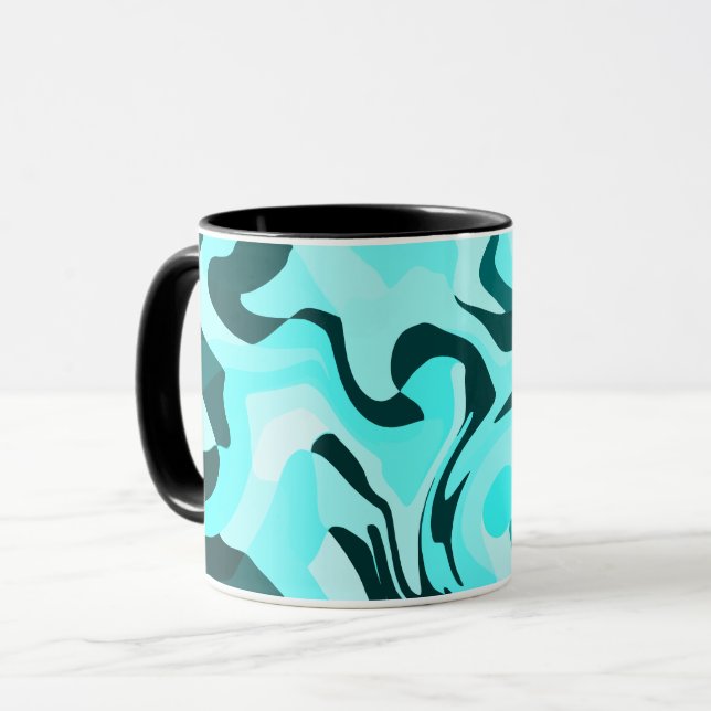 Abstrakt Swirling Aqua and Teal Design Mugg (Framsida vänster)