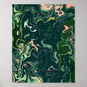 Abstrakt Swirling Art i skuggor av grönt Poster