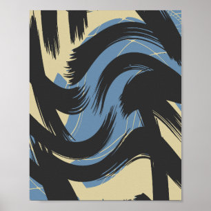 Abstrakt Swirling Brushline-design Poster