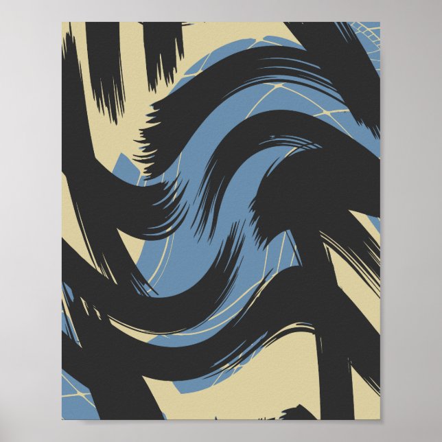 Abstrakt Swirling Brushline-design Poster (Framsidan)