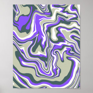 Abstrakt Swirling Lila och Grönt Mönster Poster