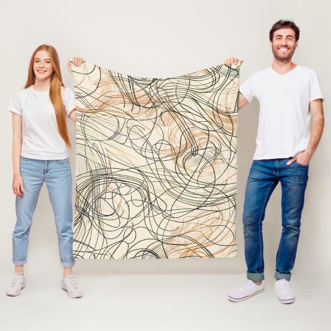 Abstrakt Swirling Linjer Mönster Fleecefilt (På plats)