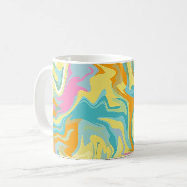 Abstrakt Swirling Marble med Ljusa färger Kaffemugg (Framsida vänster)